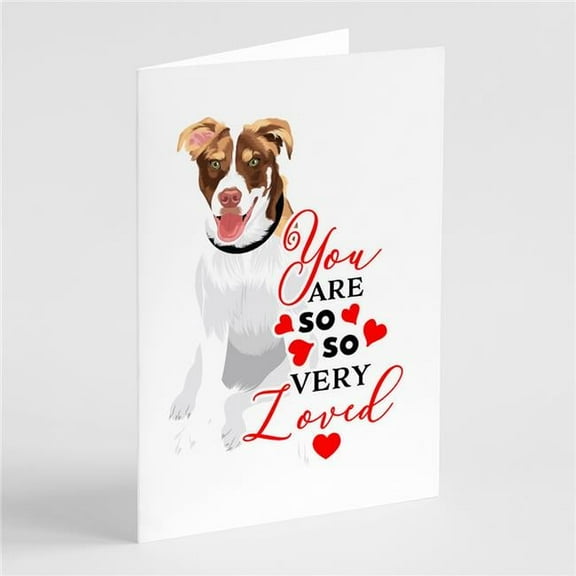 Australian Shepherd Red and White #2 so Loved Greeting Cards and Envelopes Pack of 8 7 in x 5 in