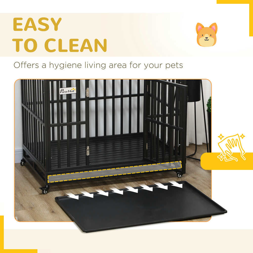 Barara King 44'' Strong Pet Dog Crate Mobility Cage w/ Playpen Metal & Removeable Tray