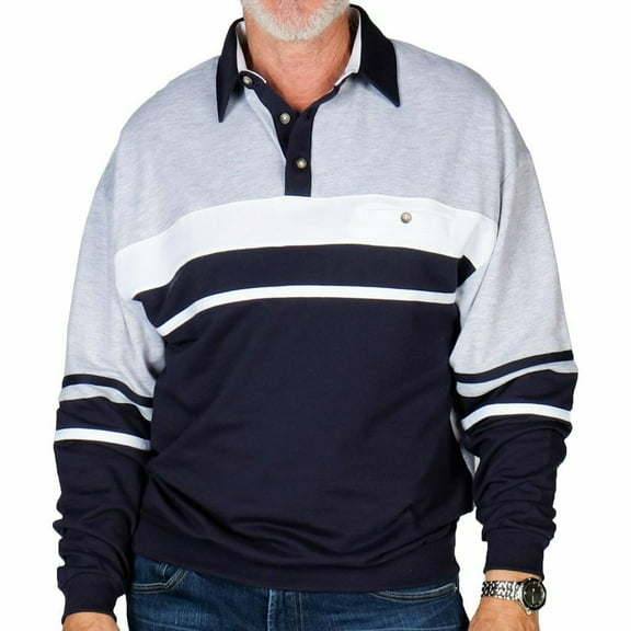 Classics by Palmland Horizontal Stripes Big and Tall Banded Bottom Shirt Navy