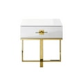 thumbnail image 4 of Hilo White Gold Side Table - 1 Drawer, Hight Gloss Lacquer Finish, Polished Stainless Steel Base, 4 of 10