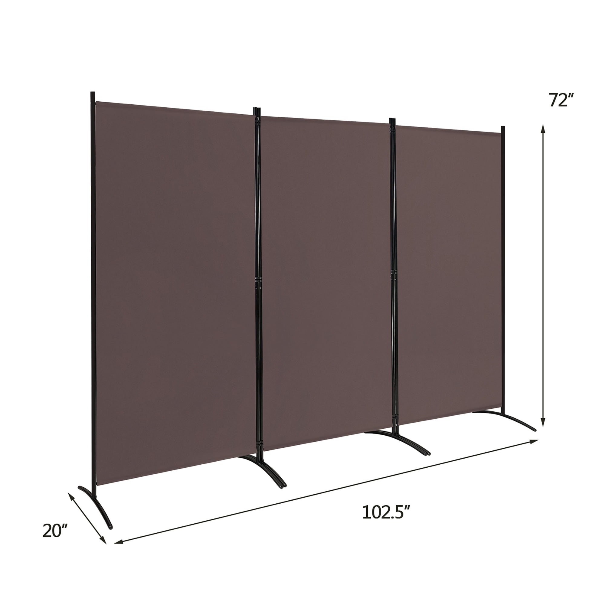 Costway 3-Panel Room Divider Folding Privacy Partition Screen for Office Room Brown