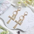 thumbnail image 3 of 1Box 2Pcs Cross Key Chain Charm Rhinestone Cross Keychain Large Golden Alloy Crystal Clap Teardrop Blessed Holy Sparkling Cross Key Ring for Women DIY Bag Hanging Car Keys Purse Decoration, 3 of 5