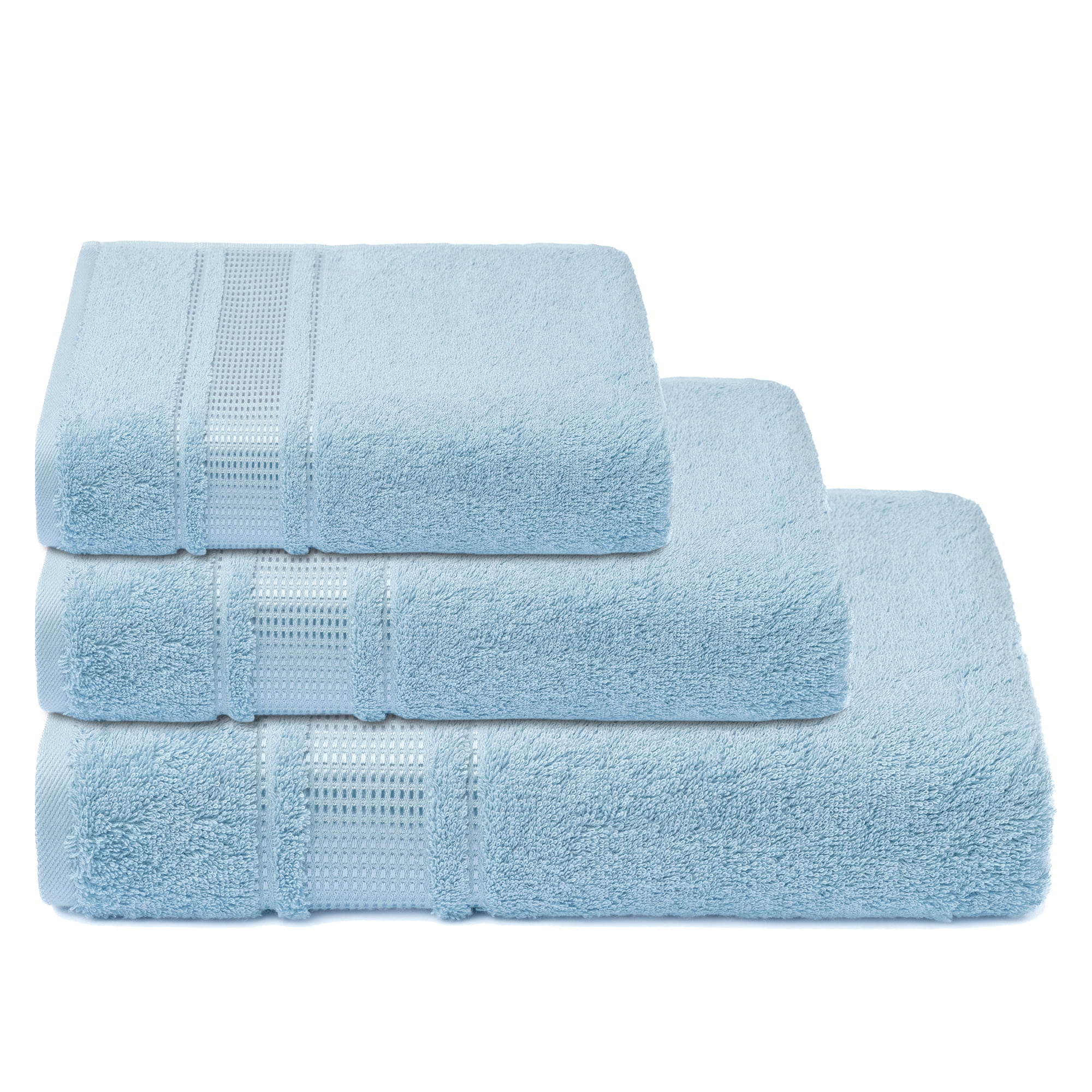 Melissa Linen Elegant Turkish Towels (Set of 3), Bath Towel, Hand Towel, Washcloth, Ocean Blue