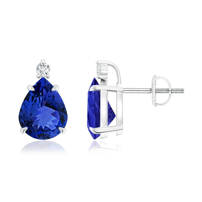 3.3 Carats Classic Claw-Set Pear Tanzanite Solitaire Stud Earrings For  Women in Platinum (9x7mm Tanzanite)