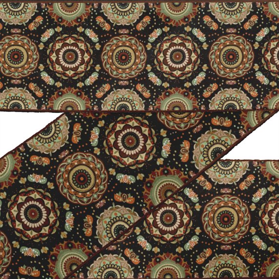 IBA Indianbeautifulart Black Mandala Kaleidoscope Fabric Laces For Crafts Printed Velvet Trim Fabric Sewing Border Ribbon Trims 9 Yards 3 Inches