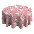 thumbnail image 4 of Pink Christmas Santa Pattern Round Tablecloth 60"x60",Wrinkle Wipeable Table Cloth for Kitchen Dining Room Picnic Patio Party, 4 of 6