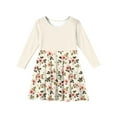 thumbnail image 5 of XADYUY Fall Dresses for Girls Casual A-Line Long Sleeve Girls Midi Dresses Floral Print Crew Neck Dresses Twirly Skater Dresses 7-8 Years,Beige, 5 of 6