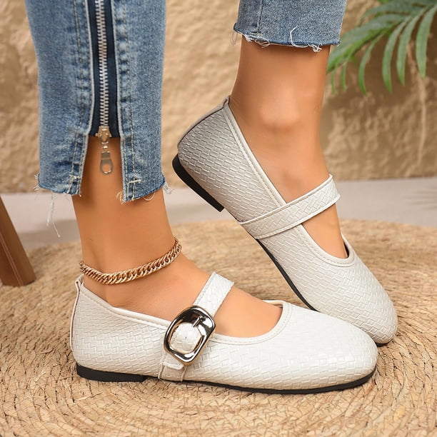 Lenago Flat Shoes for Women Wide Width Round Toe Walking Shoes Casual Womens  Dress Shoes Office Shopping Party Travel Beige Size-6 - Walmart Business  Supplies