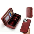 thumbnail image 6 of Wallet Case Compatible with iPhone 12/12 Pro, [2 in 1] [Magnetic Detachable] Zipper Wallet Folio Case [Crossbody & Wrist Strap] Slim Shock Back Cover with Credit Card Purse (6.1Inch) - Red, 6 of 11