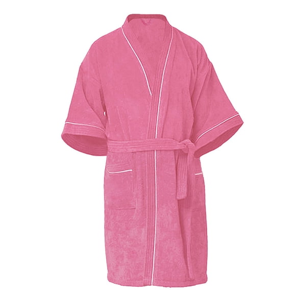 Bata De Baño 100% Algodón Absorbente, Extra Suave con Bolsillos Laterales y Cinturón - Unisex y Unitalla-Rosa