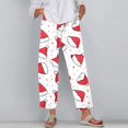 thumbnail image 2 of Women's Fashion Christmas Trees Print Casual Pants with Drawstring Elastic Waist and Pockets, Long Trousers for Festive Occasions and Home Lounging,Beige,S, 2 of 6