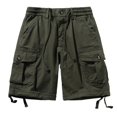 thumbnail image 2 of cllios Cargo Shorts for Men Elastic Waist Drawstring Athletic Shorts Fitness Workout Cargo Shorts with Multi Pockets Fathers Day Gift Ideas Army Green,30, 2 of 7