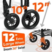Sekey 4 Seater Stroller Wagon for Kids,Adjustable Push Handles, Removable Canopy, Snack Tray & Cooler