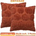 thumbnail image 5 of Rust Red Fall Pumpkin Decorative Throw Pillow Covers Set of 2, 20x20 Inch Soft Plush 3D Embroidered Halloween Pillow Covers for Fall Decorations Farmhouse Cushion Covers for Thanksgiving, 5 of 9