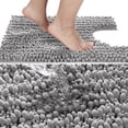 thumbnail image 2 of Alfombra de baño Yimobra Luxury Shaggy en forma de U antideslizante gris, 2 of 8