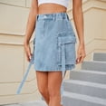 thumbnail image 5 of krdevn Women's High-Waisted Distressed Denim Mini Skirt Ribbon Design Denim Work Skirt Casual Short Skirt, Jean Skirts for Women Denim,for Size S, 5 of 8