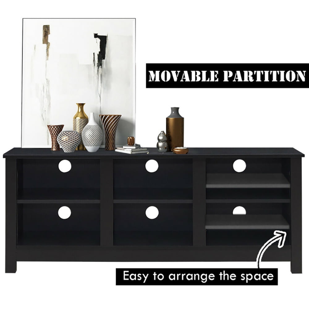 Finihen TV Stand, TV Cabinet, 60 Inch Entertainment TV Stand Cabinet, Media Entertainment Center with Storage, for Living Room, Bedroom, Black