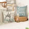 thumbnail image 5 of Happy Easter Decorative Throw Pillow Covers 18 x 18 Set of 4, Hunny Bunny Rabbit Blue Porch Patio Outdoor Pillowcase, Flowers Vintage Sofa Couch Cushion Case Home Decor, 5 of 5