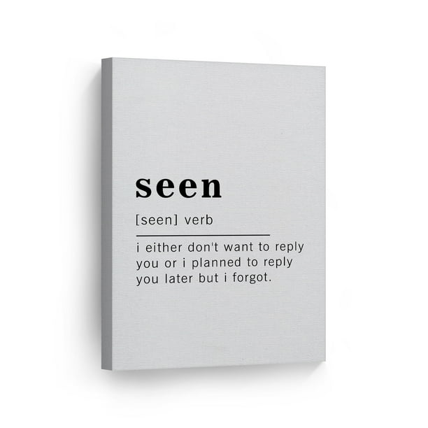 Smile Art Design Funny Verb Noun Dictionary Definition of Seen Canvas