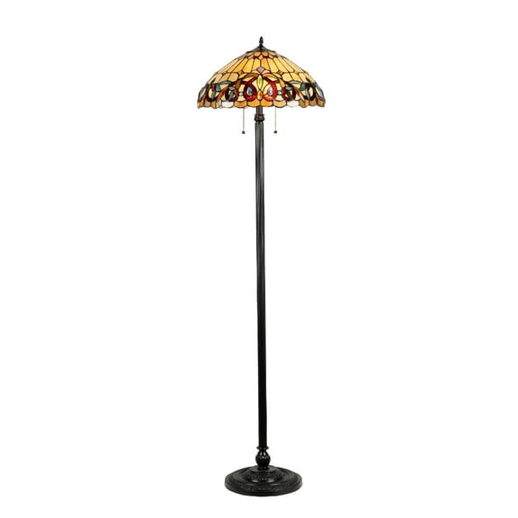 CHLOE Lighting SERENITY Tiffany-style 2 Light Victorian Floor Lamp 18" Shade