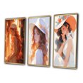 thumbnail image 3 of Designart "Redheaded Beauty in Evening Glow" Fashion Woman Framed Wall Art Set Of 3 - Orange Glam Frame Canvas Set For Living Room Decor, 3 of 6