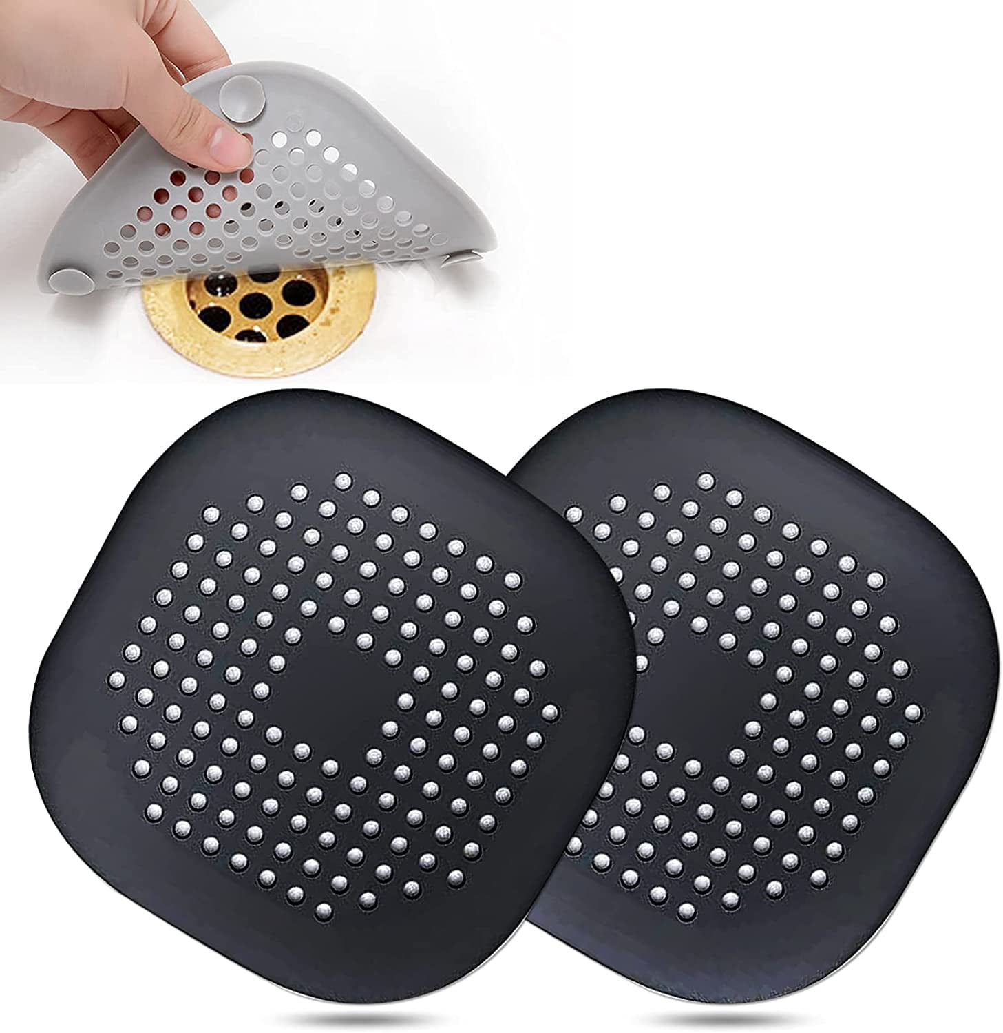 longfite drain cover strainer hair catcher and stopper 2 pack with strong  suction for bathroom shower