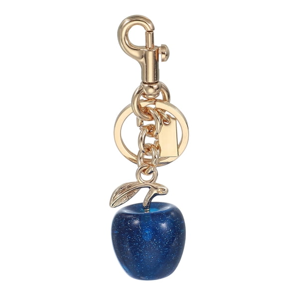 Uxcell Apple Keychain for Women Bag Purse Charm Cute Apple Accessories with Key Ring and Clips Blue-Light Gold