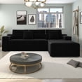 thumbnail image 5 of GAKMCIL 104" 4 Seater Cloud Sectional Couch with L-Shape Right Facing Chaise, Comfy Modular Plush Corduroy Sofa, Upholstered Deep Seat Sofa for Living Room Bedroom (No Assembly Required) (Black), 5 of 7