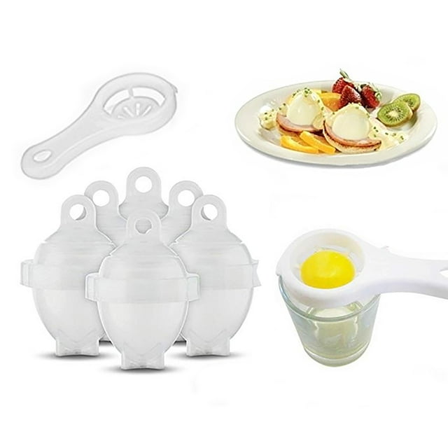 6PCS Kitchen Egg Poacher Creative Multipurpose Egg Boiled Cup with Egg Separator