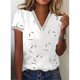thumbnail image 2 of Camiseta de verano para mujer con cuello en V y manga corta con estampado floral para mujer tipo 4 L, 2 of 4