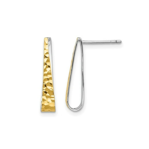 Gem & Harmony Gold Plated Sterling Silver Dangle Hammered Post Earrings for Women