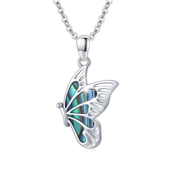 Cuoka Butterfly Ncklace 925 Sterling Silver Pendant Necklaces with 18 2'' Chain 18K White Gold Plated Hypoallergenic Charm Jewelry Birthday Xmas Gift for Women Mom Wife Daughter