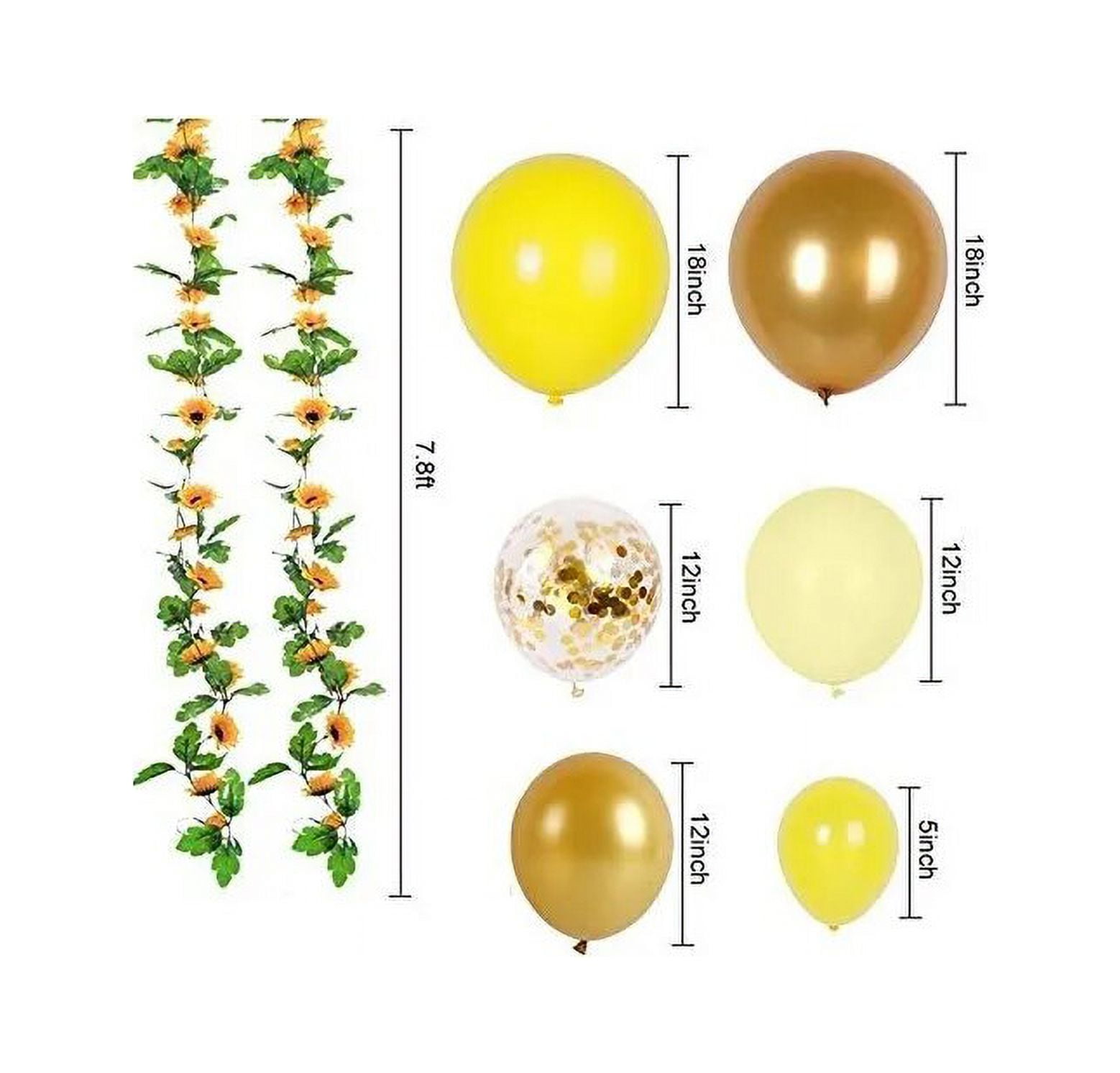 Sunflower Themed Baby Shower Party Decoration with Yellow Latex Confetti Balloon Garland Arch Kit Banner for Boys Girls