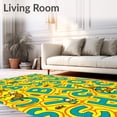 thumbnail image 2 of ODIKA 6'x9' Machine Washable Non-Slip Area Rug, Safari Letter with Cheerful Creatures and Spiraling Trail High Traffic Rug, Yellow, 686066, 2 of 7