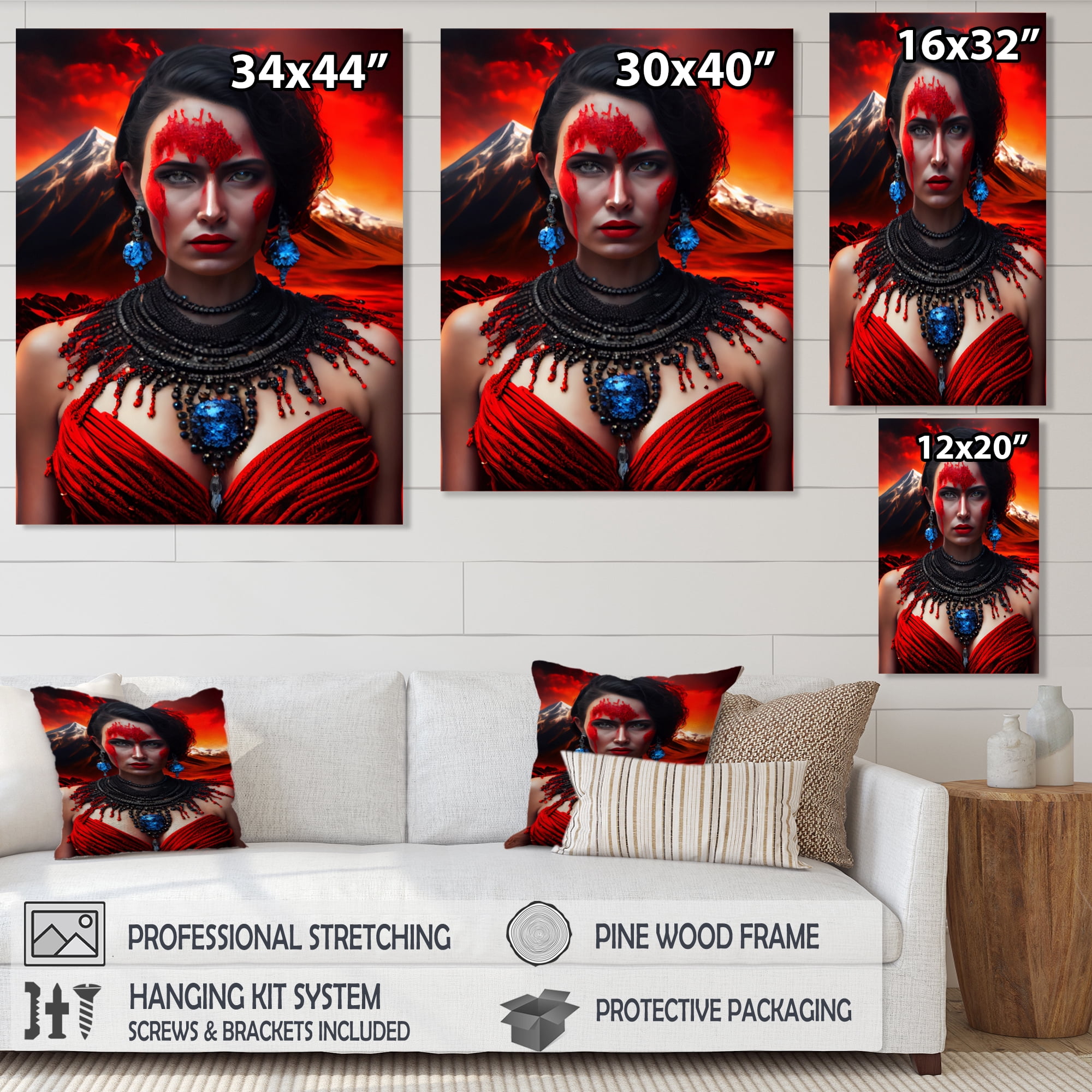 Designart Volcano Queen Woman Portrait II Canvas Wall Art