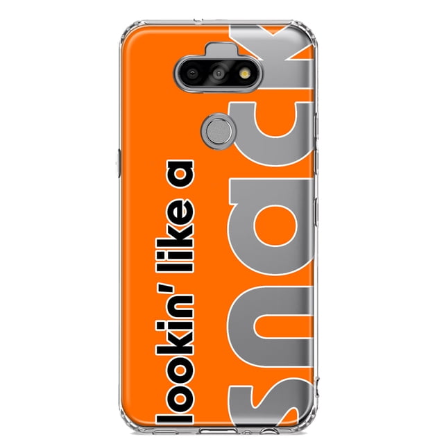 MUNDAZE LG Aristo 5/Phoenix 5/Risio 4 Shockproof Clear Hybrid Protective Phone Case Orange Clear Funny Text Quote Snack Cover