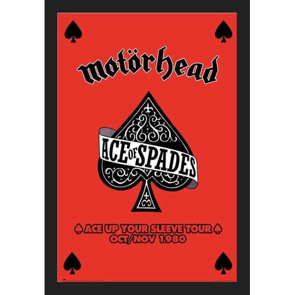 BUY ART FOR LESS Officially Licensed Motorhead Ace of Spades Framed Art Poster - 24 x 36 Inch - Sturdy Engineered Wood Frame with Plexi Glass - Ready To Hang