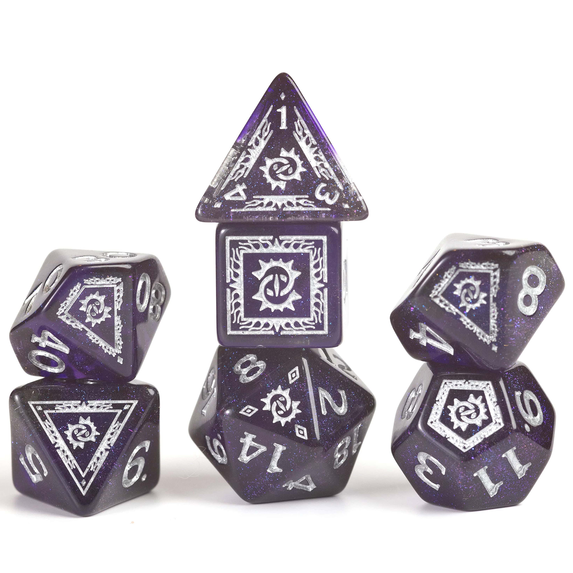 Dungeons & Dragons: D&D Adventure Dice: Warlock - Purple - 16pc RPG Set, Class Symbols, Roleplaying Game Accessory, Sirius Dice, Officially Licensed