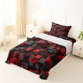 thumbnail image 5 of Homewish 3D Plaid Print Twin Sheets,Black Red Bedding,3 Pieces,1 Fitted Sheet and 1 Pillowcase, 5 of 6