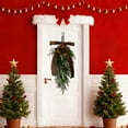 thumbnail image 4 of Elegant Green Brown Bow Greenery Front Door Wreath for Festive Seasonal Christmas Decoration Welcome Home Hanging Ornament, 4 of 7