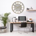 thumbnail image 2 of Sorbus Large Wall Clock - Modern Gray Wood with Gold Metal Accents - Industrial Room Décor, 2 of 8