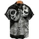 thumbnail image 4 of Camisa de manga corta para hombre, cómoda y transpirable, informal, con estampado 3D de calavera divertida, nueva de verano de 2024, con solapa y botones, talla grande, 4 of 4