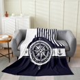 thumbnail image 1 of Erosebridal Retro Compass Sherpa Blanket, Nautical Theme Plush Blanket, Soft, 30x40, 1 of 6