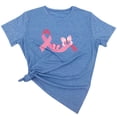 thumbnail image 2 of TIMIFIS Chandails de Sensibilisation au Cancer du Sein pour Femmes Été Ample Imprimé T-Shirt à Col Rond Manches Courtes Blouse Décontractée Automne/hiver, 2 of 5