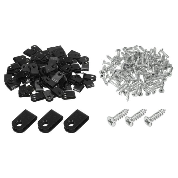 U-Type Cable Clip Wire Clamp, 3.3mm 0.13 Inch Nylon Clips Black 200Pcs