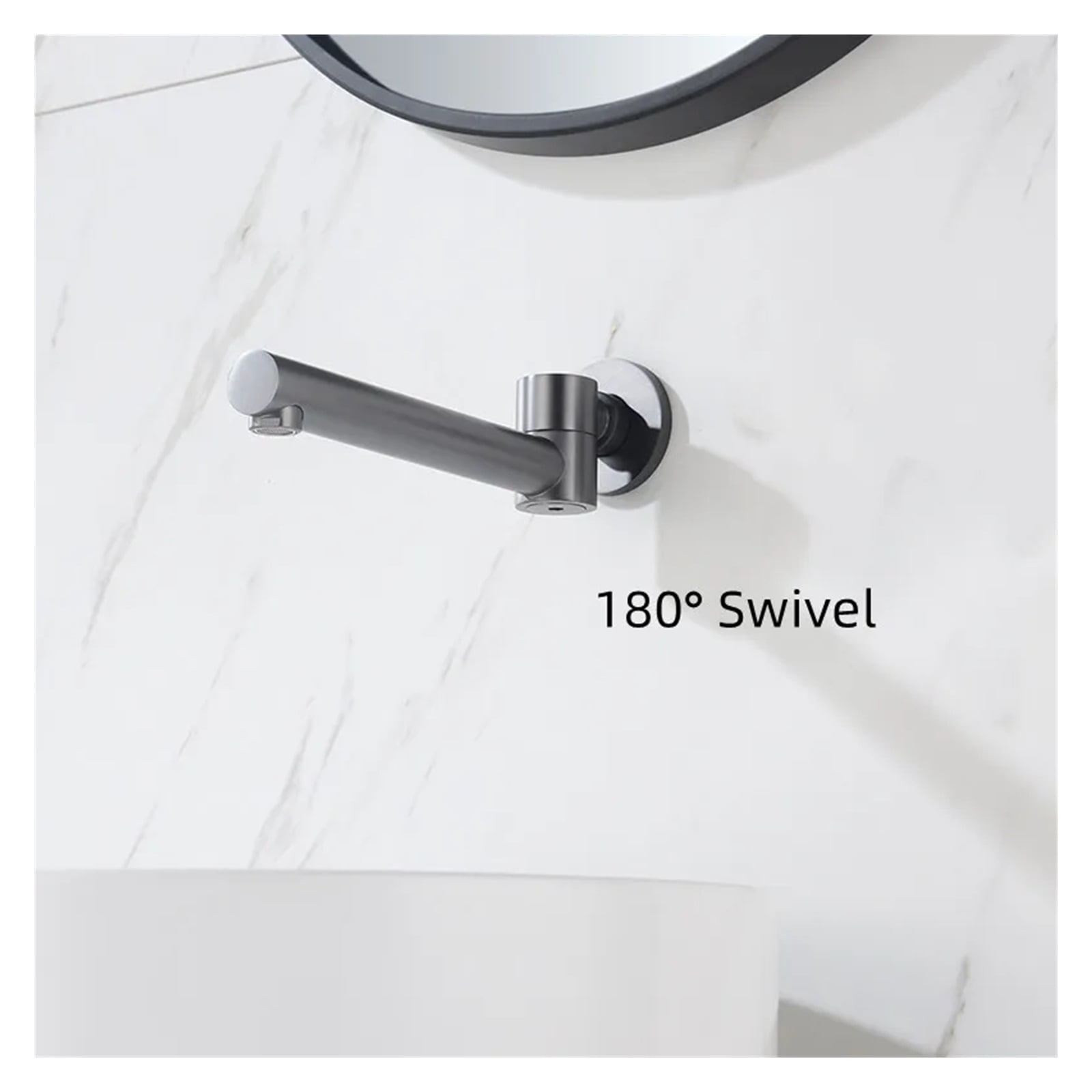 Bathroom Basin Faucet Tap, Mixer Swivel Spout Accessories Wall Mounted Water Outlet Black Grey Brass Bathtub Faucet Bibcock - Modern Design