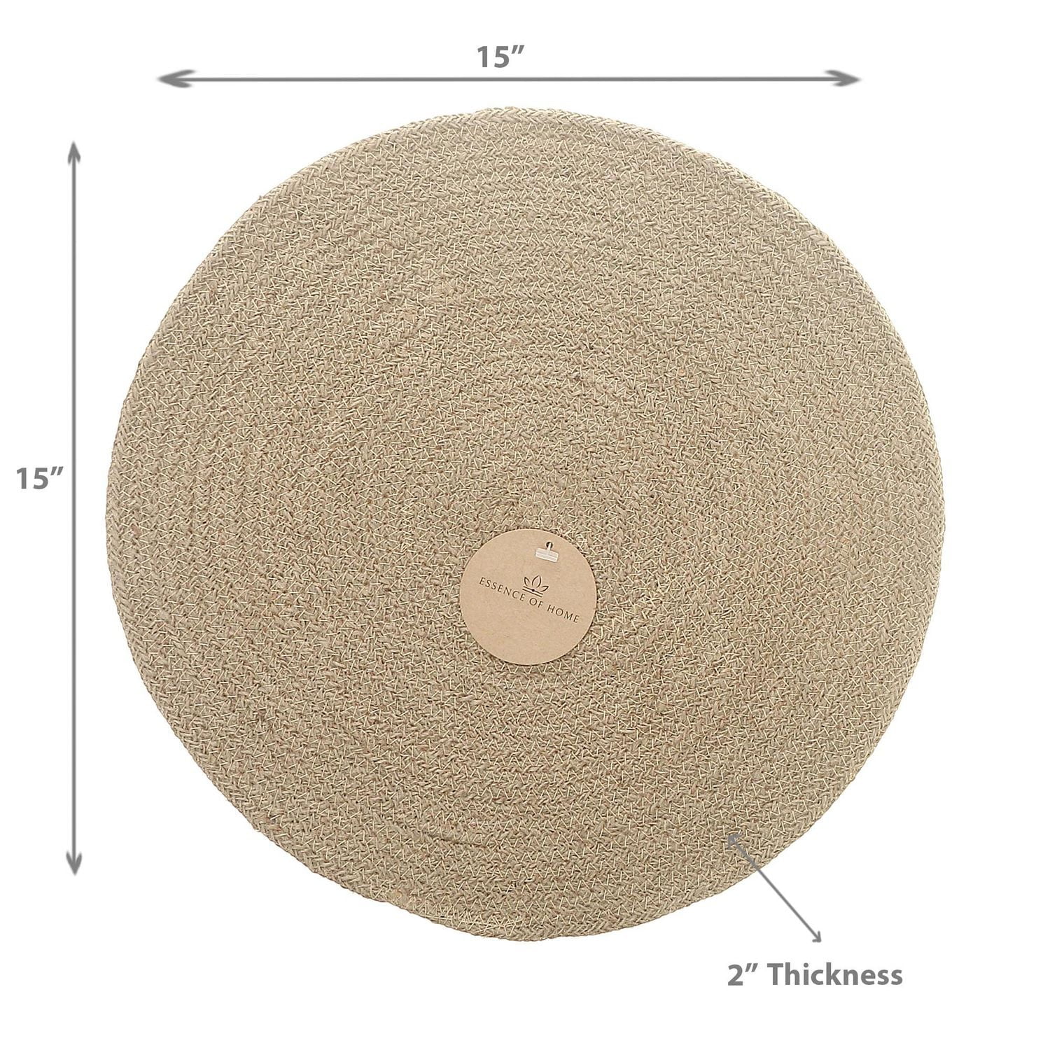 Jute Braided Round Plain Placemat 15 X 15 - Set of 12