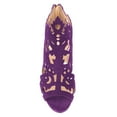 thumbnail image 4 of YDN Women Unique Peep Toe Chunky Mid High Heels Ankle Boots Cutout Design Back Zippers Booties Casual Dress Party Daily Shoes Size 7 Purple, 4 of 4