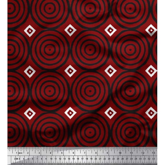 Soimoi Cotton Cambric Fabric Diamond & Circle Block Decor Fabric Printed Yard 56 Inch Wide