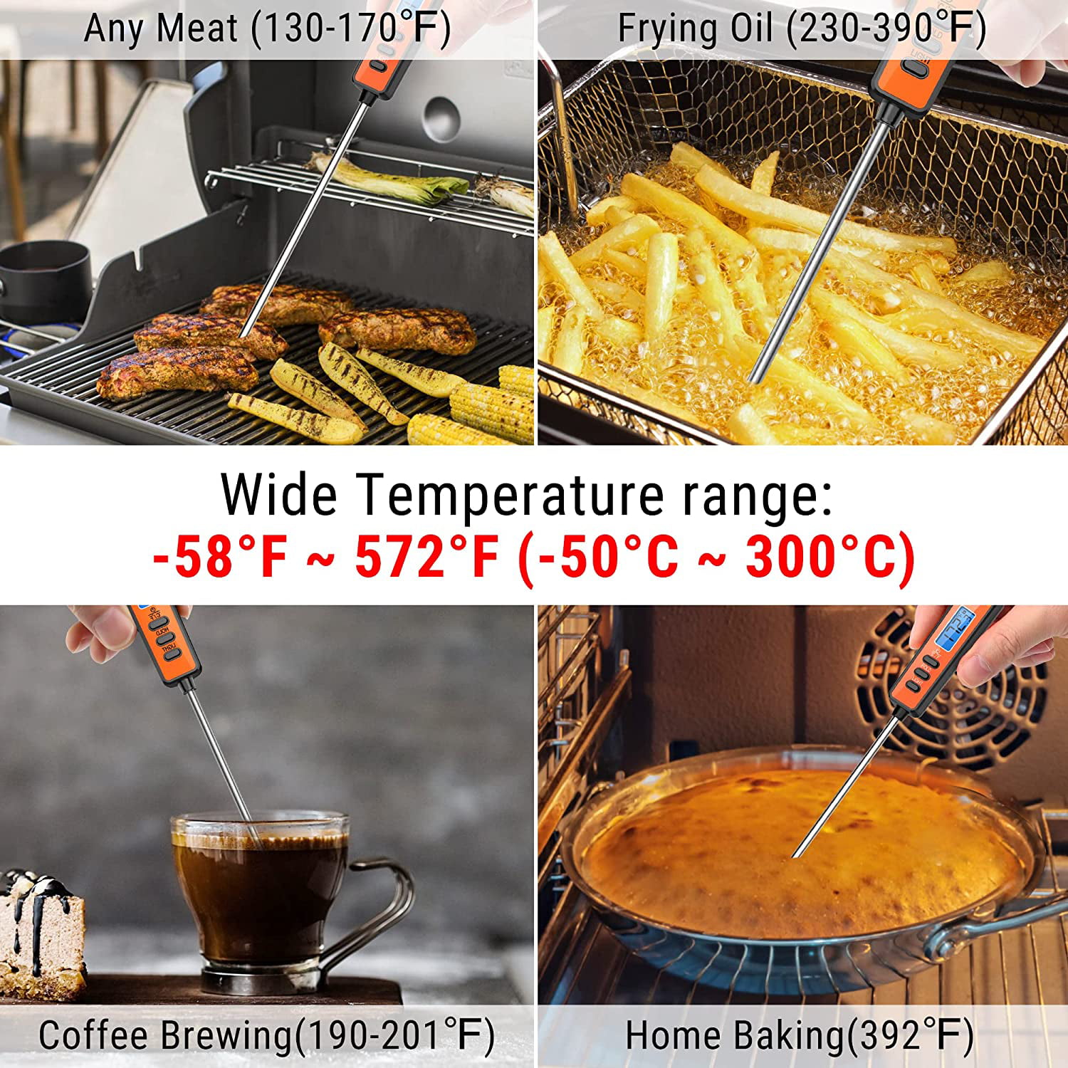 Meat Thermograph With Probe Kitchen Instant Read Food Thermograph For  Cooking